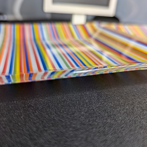 Pier‎ 1 vintage colorful striped festive summery 5" heavy glass dessert plates 2 - Picture 2 of 4